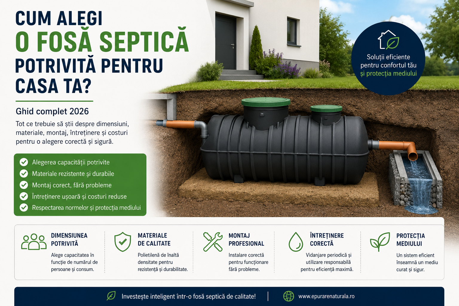 Cum alegi o fosă septică potrivită pentru casa ta? Ghid complet 2026